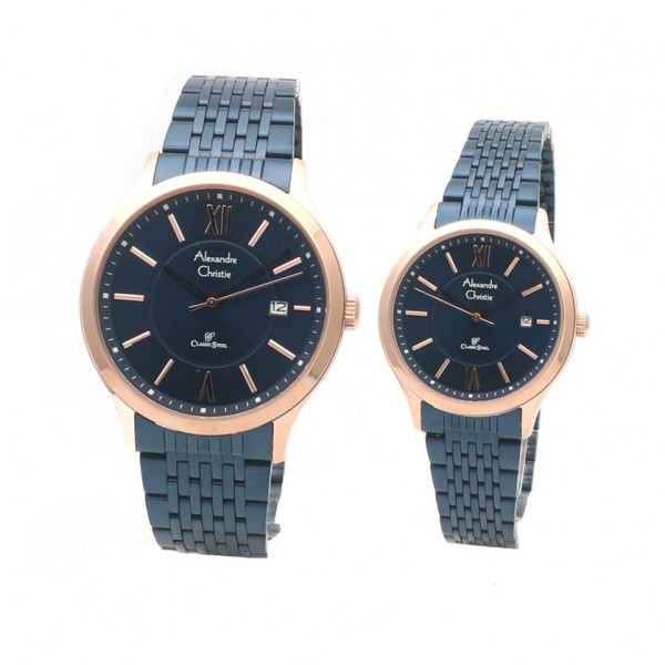 Alexandre Christie AC 8585 Rosegold Blue Couple